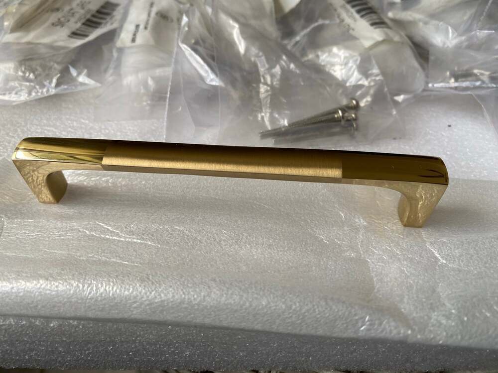 Solid Brass Cabinet Pull - 5" - Satin Brass Signature hardware new 9 pc